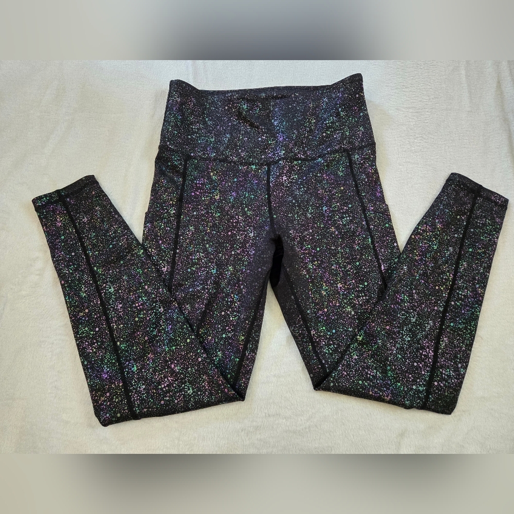 LoveHerShop Slimming Rainbow Paint Splatter Leggings Size Large